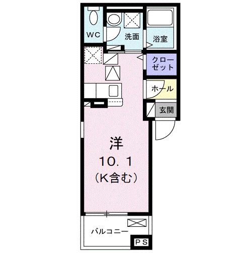 FOUR SEASONS・T(ワンルーム/1階)の間取り写真