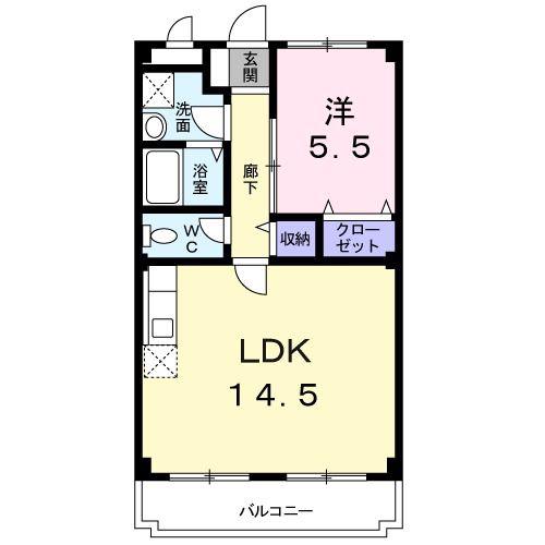 ローレルマンション(1LDK/3階)の間取り写真