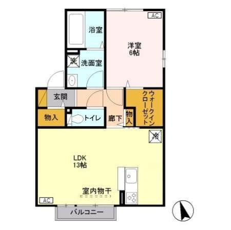ルナ コート(1LDK/2階)の間取り写真