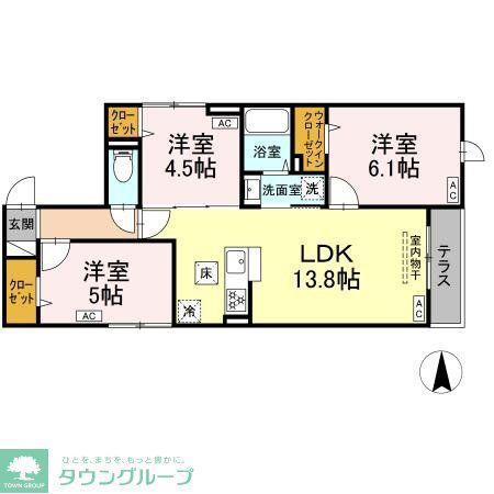 セレスティア東葛西V(3LDK/1階)の間取り写真