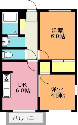 春日第2グリーンハイツ C棟(2DK/2階)の間取り写真