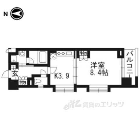 ベラジオ五条堀川(1K/6階)の間取り写真