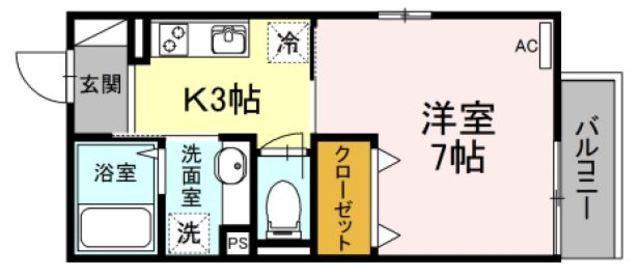 エスポワール南太田(1K/3階)の間取り写真