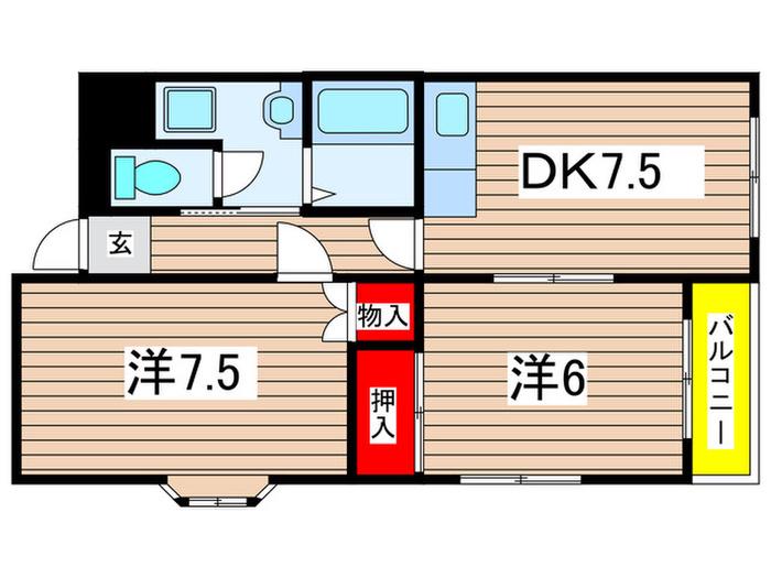 ハイメール(2DK/3階)の間取り写真