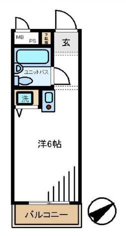 日興パレス桜新町(ワンルーム/1階)の間取り写真