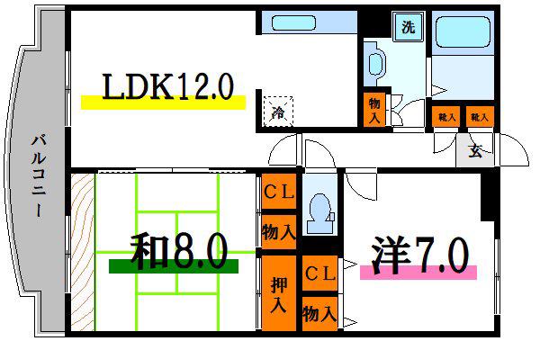 アベニール(2LDK/2階)の間取り写真