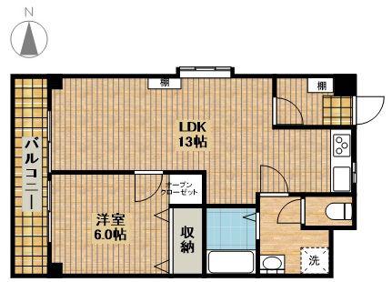 テラス新城(1LDK/3階)の間取り写真