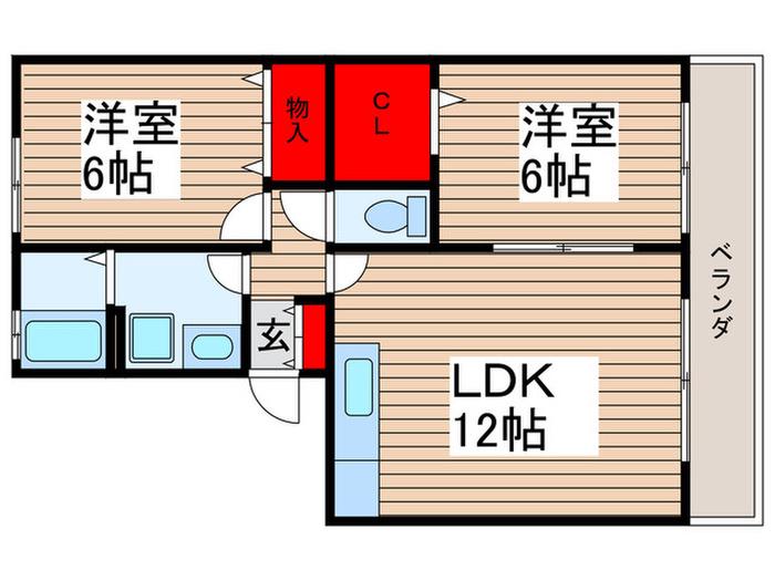 メゾン・プランドール(2LDK/2階)の間取り写真