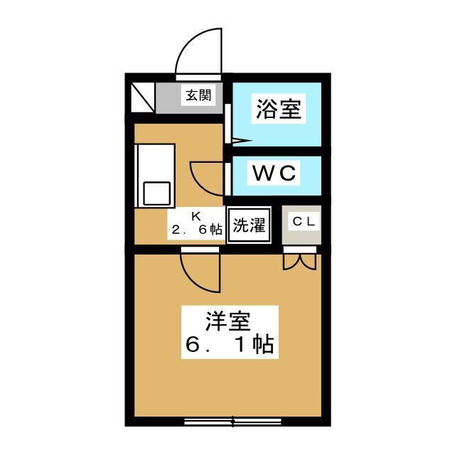 ディアロックII(1K/2階)の間取り写真