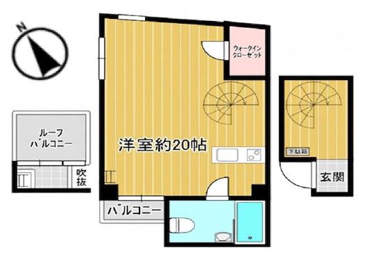 R-ROOMS代田橋(ワンルーム/3階)の間取り写真
