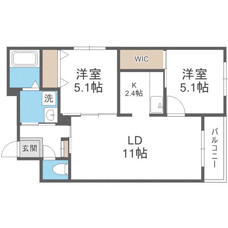URBAN FLATS平岸1(2LDK/3階)の間取り写真