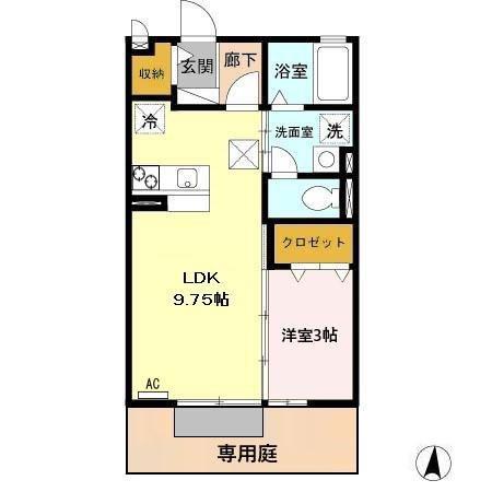 DGRANCE三塚(1LDK/1階)の間取り写真