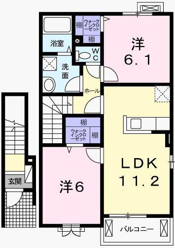 サンリット福崎II(2LDK/2階)の間取り写真