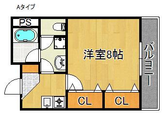 ジェンティールTATEISIII(1K/2階)の間取り写真