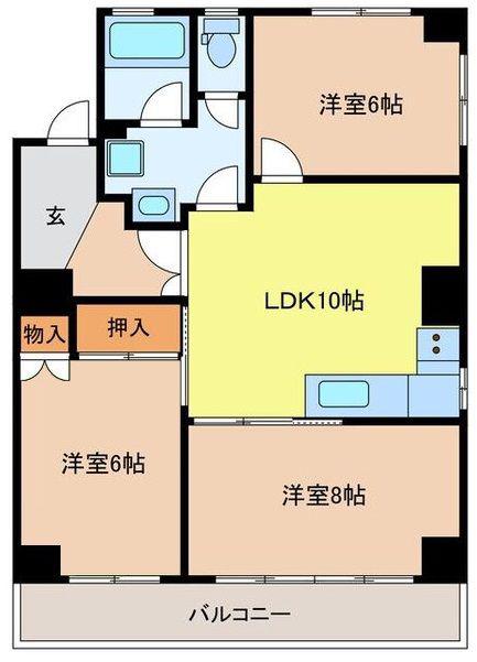 エステート・ミト D棟(3LDK/3階)の間取り写真