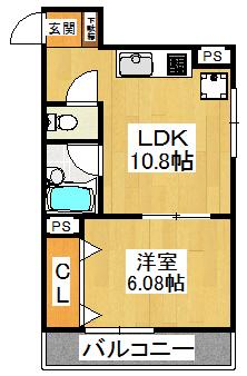 フレール西船橋(1LDK/2階)の間取り写真