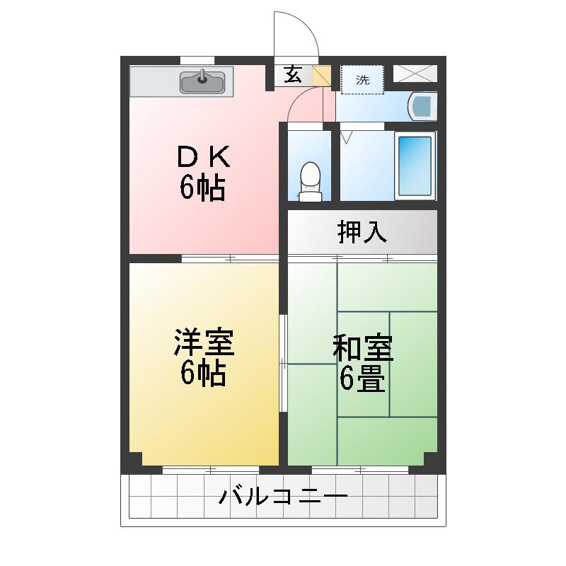 フジハイツ3(2DK/2階)の間取り写真