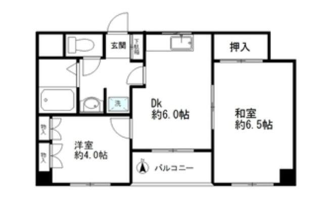 ノビールメンテウエダB棟(2DK/3階)の間取り写真