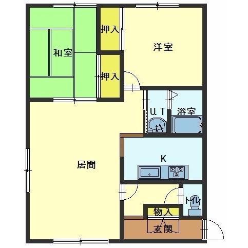 高貴ハイツ(2LDK/2階)の間取り写真