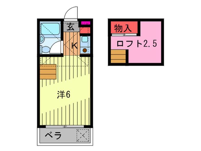 コウシン ロフト(1K/2階)の間取り写真