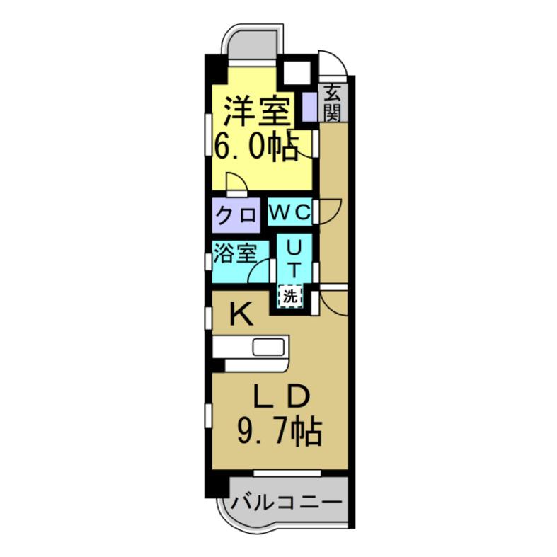 サプリーム若草(1LDK/2階)の間取り写真