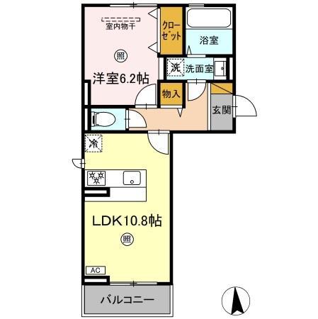 MILD B(1LDK/2階)の間取り写真