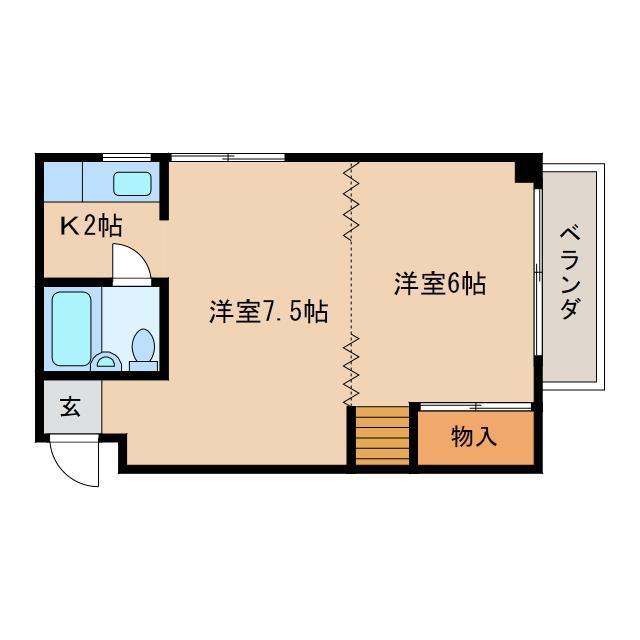 シェトワ片原(2K/3階)の間取り写真