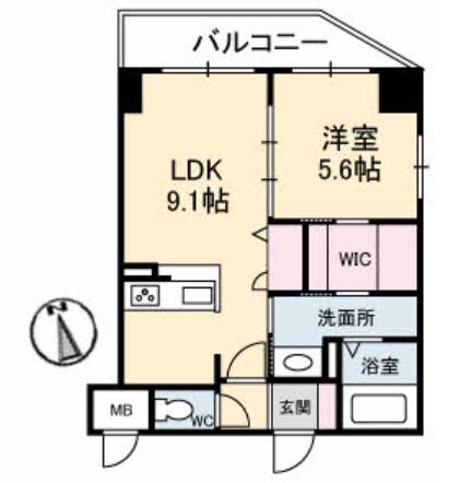 LA MONTAGNE ラ モンターニュ(1LDK/4階)の間取り写真