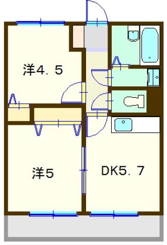 クレール泉(2DK/4階)の間取り写真