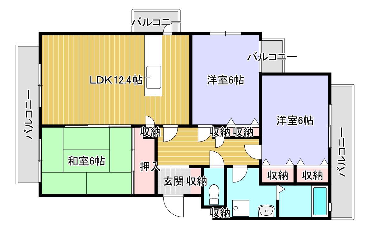 ルミエール合川(3LDK/2階)の間取り写真