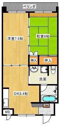 コモリエーゼ大野(2DK/4階)の間取り写真