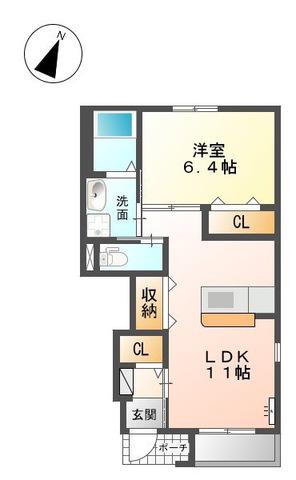 OHANA雄峰崎(1LDK/1階)の間取り写真