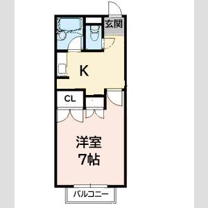 DEARCOURTB(1K/2階)の間取り写真