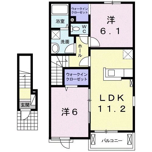 エアリーコートA(2LDK/2階)の間取り写真