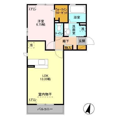 シエルブルー(1LDK/3階)の間取り写真
