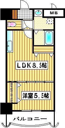 ロイヤル天神東(1LDK/5階)の間取り写真