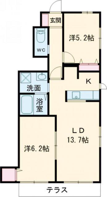 シャーメゾン天王(2LDK/1階)の間取り写真