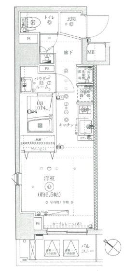 イアース横濱関内(ワンルーム/4階)の間取り写真