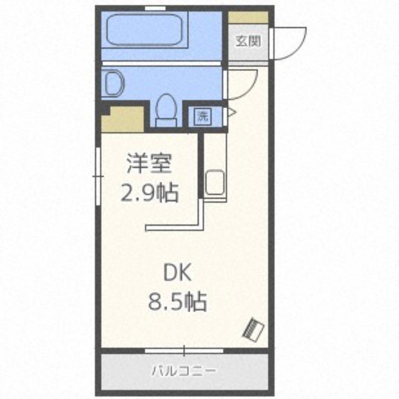 フレンズ本通南(1LDK/3階)の間取り写真