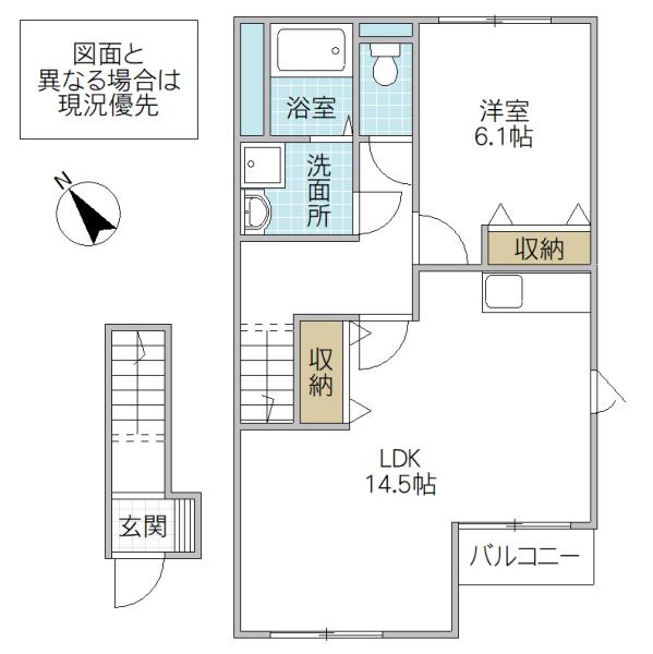 イースト VILLA(1LDK/2階)の間取り写真