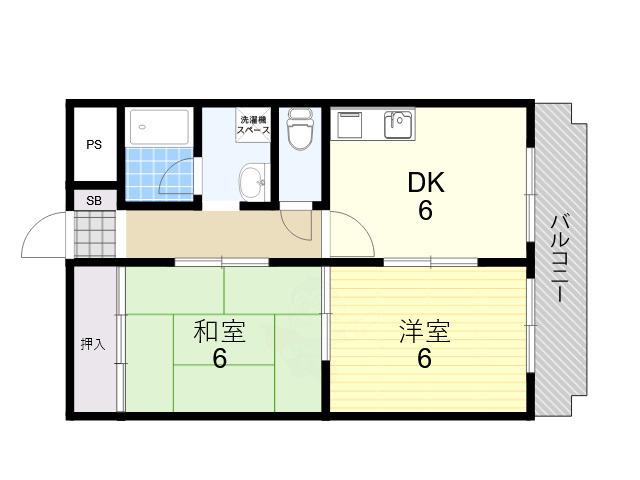 クレセントマンション(2DK/3階)の間取り写真
