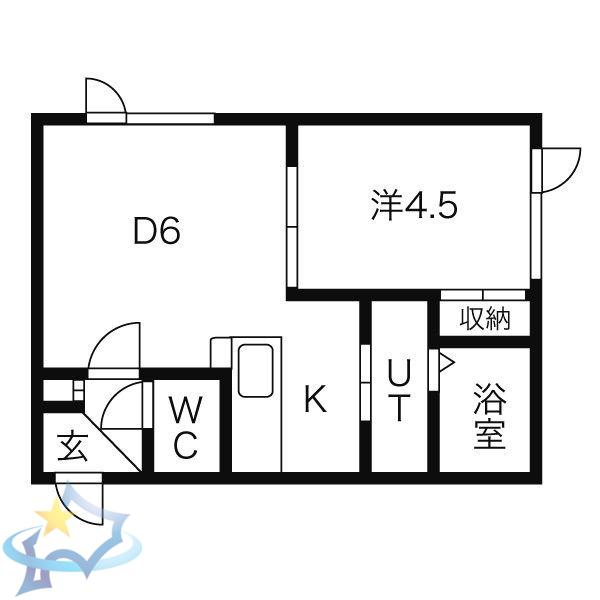 コアライズ壱番館(1DK/1階)の間取り写真