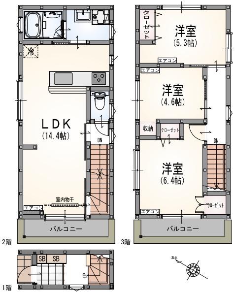 アルマコート中野(3LDK/2階)の間取り写真