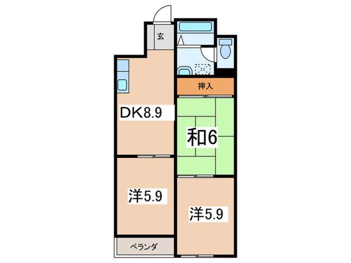 相模原サニーハイツ(3DK/4階)の間取り写真