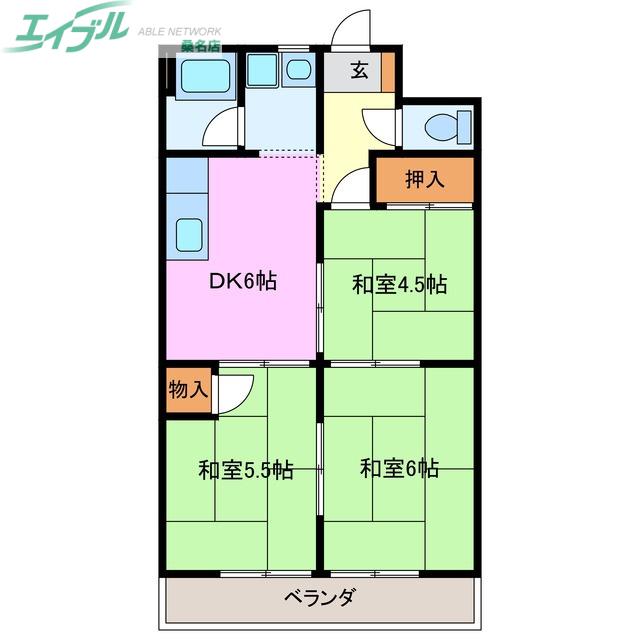 トーカイハイツ(3DK/2階)の間取り写真