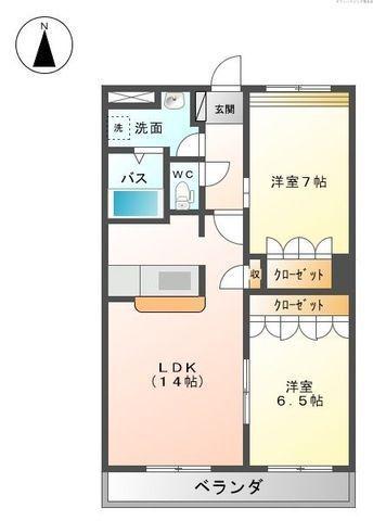 OCEAN VIEW202(2LDK/2階)の間取り写真