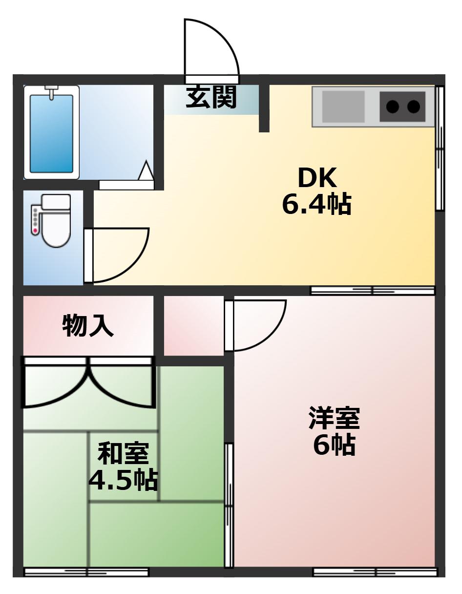 コーポメゾン桜(2DK/2階)の間取り写真