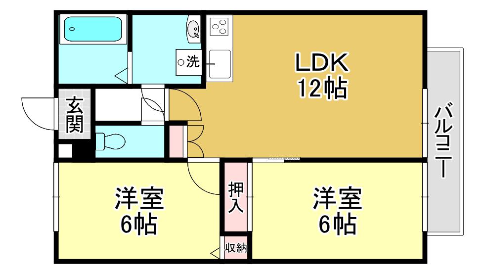 ウイングベルビワコ(2LDK/1階)の間取り写真