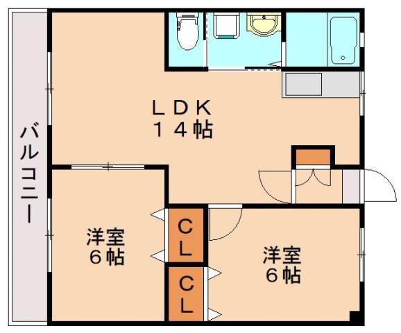 プライマリー穂波(2LDK/3階)の間取り写真