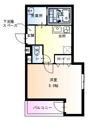 フジパレス湊2番館(1K/3階)の間取り写真